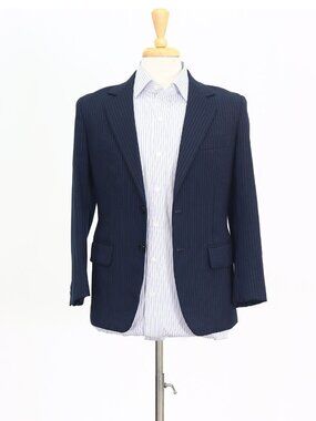 Bespoke 36S Navy Blazer Sport Coat Jacket 2-Button Stripe M001